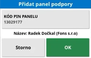 Přidat panel podpory