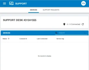 Tabulka s číslem Support Desk